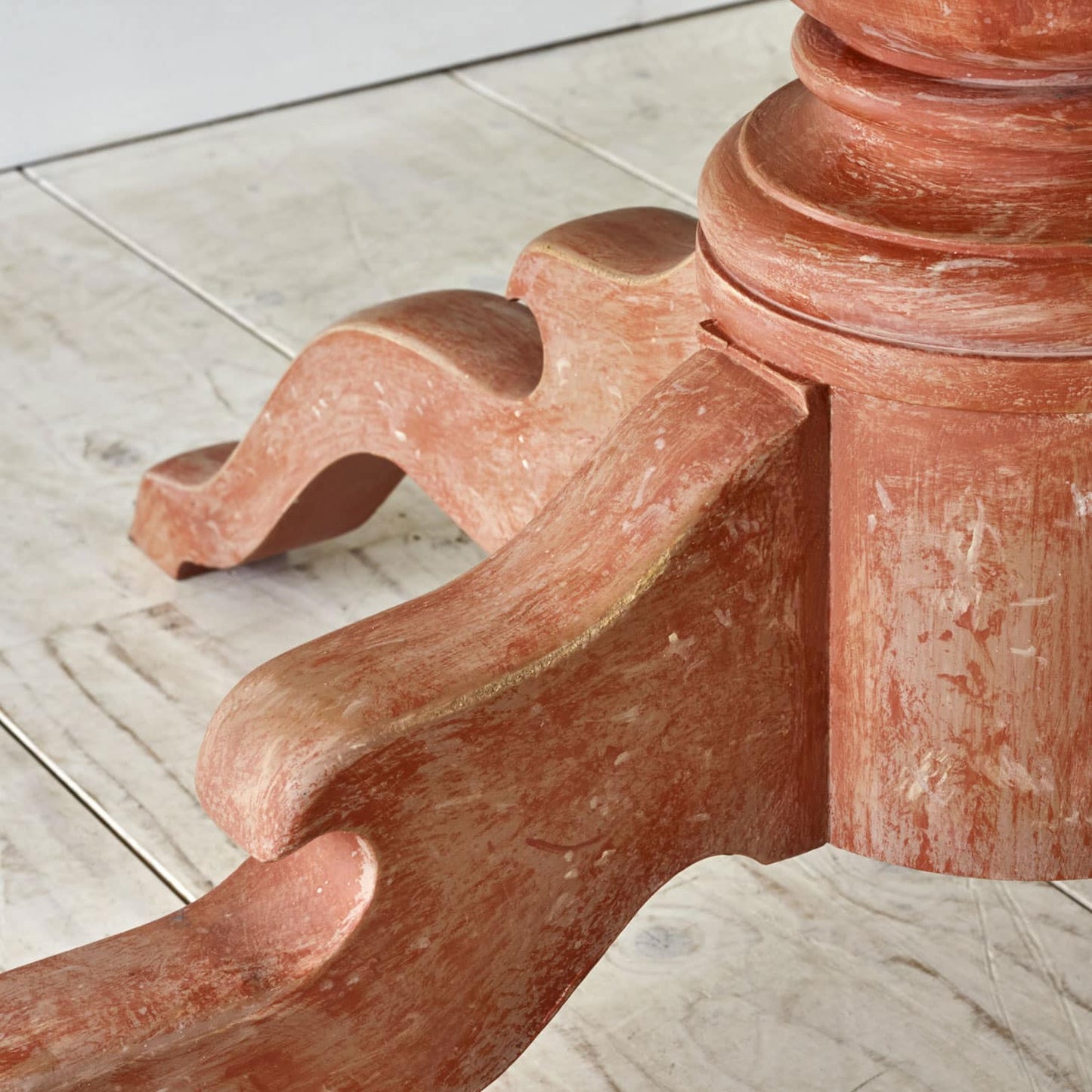Galloping Dining Table - Solid beech base with distressed painted finish. Solid sycamore top