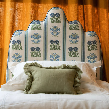 Folkloric Floral Stripe - Delft Blue / Oyster