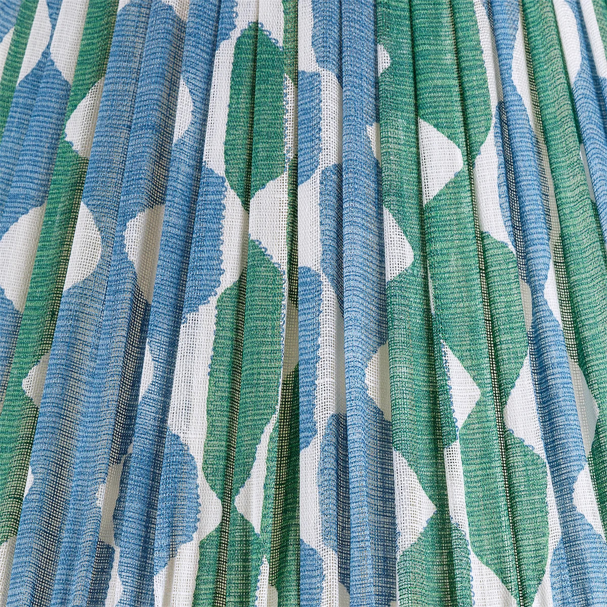 16 Inch Oval Gathered Bedwyn Lampshade - Green and Blue Whittle