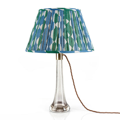 16 Inch Round Gathered Bedwyn Lampshade - Green and Blue Whittle