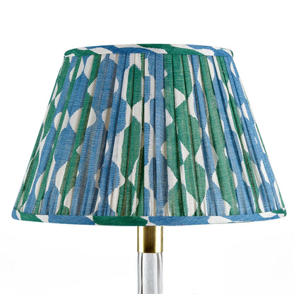 16 Inch Round Gathered Bedwyn Lampshade - Green and Blue Whittle