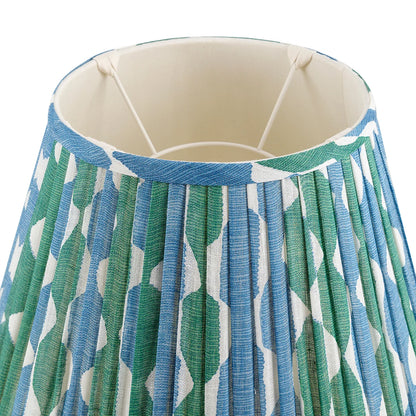 16 Inch Round Gathered Bedwyn Lampshade - Green and Blue Whittle