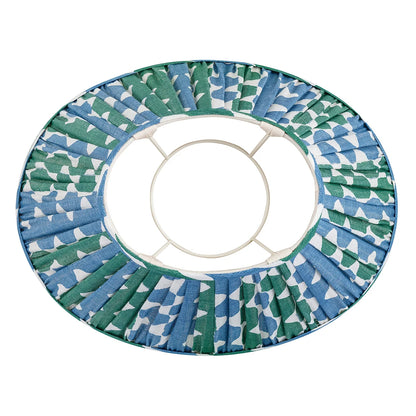 16 Inch Oval Gathered Bedwyn Lampshade - Green and Blue Whittle