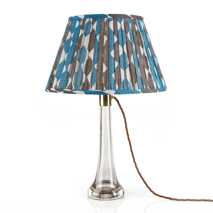 16 Inch Round Gathered Bedwyn Lampshade - Blue and Neutral Whittle
