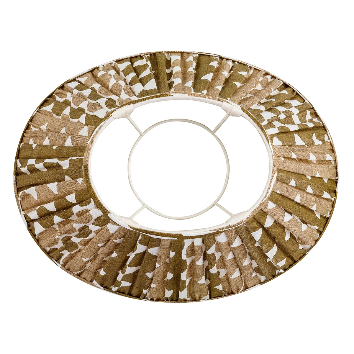 16 Inch Oval Gathered Bedwyn Lampshade - Neutral Whittle