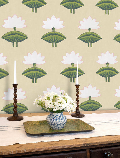 Pichwai Lotus Wallpaper - Parchment