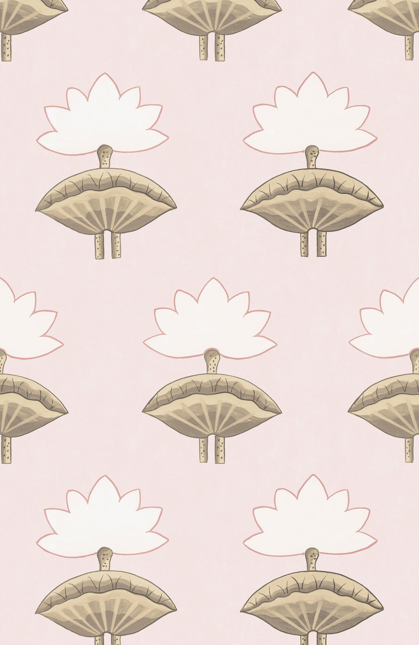 Pichwai Lotus Wallpaper - Pale Pink