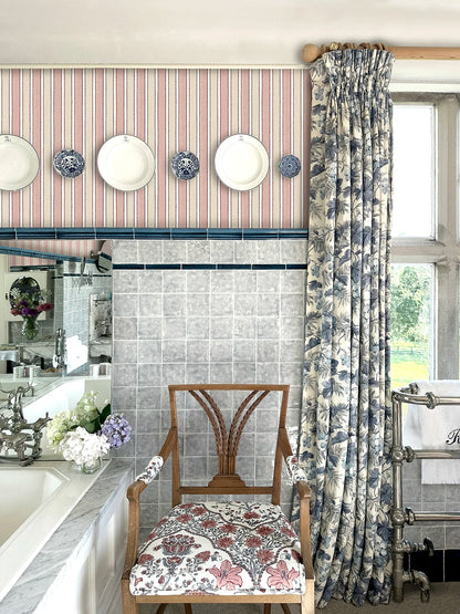 Picot Stripe Wallpaper - Rose Pink
