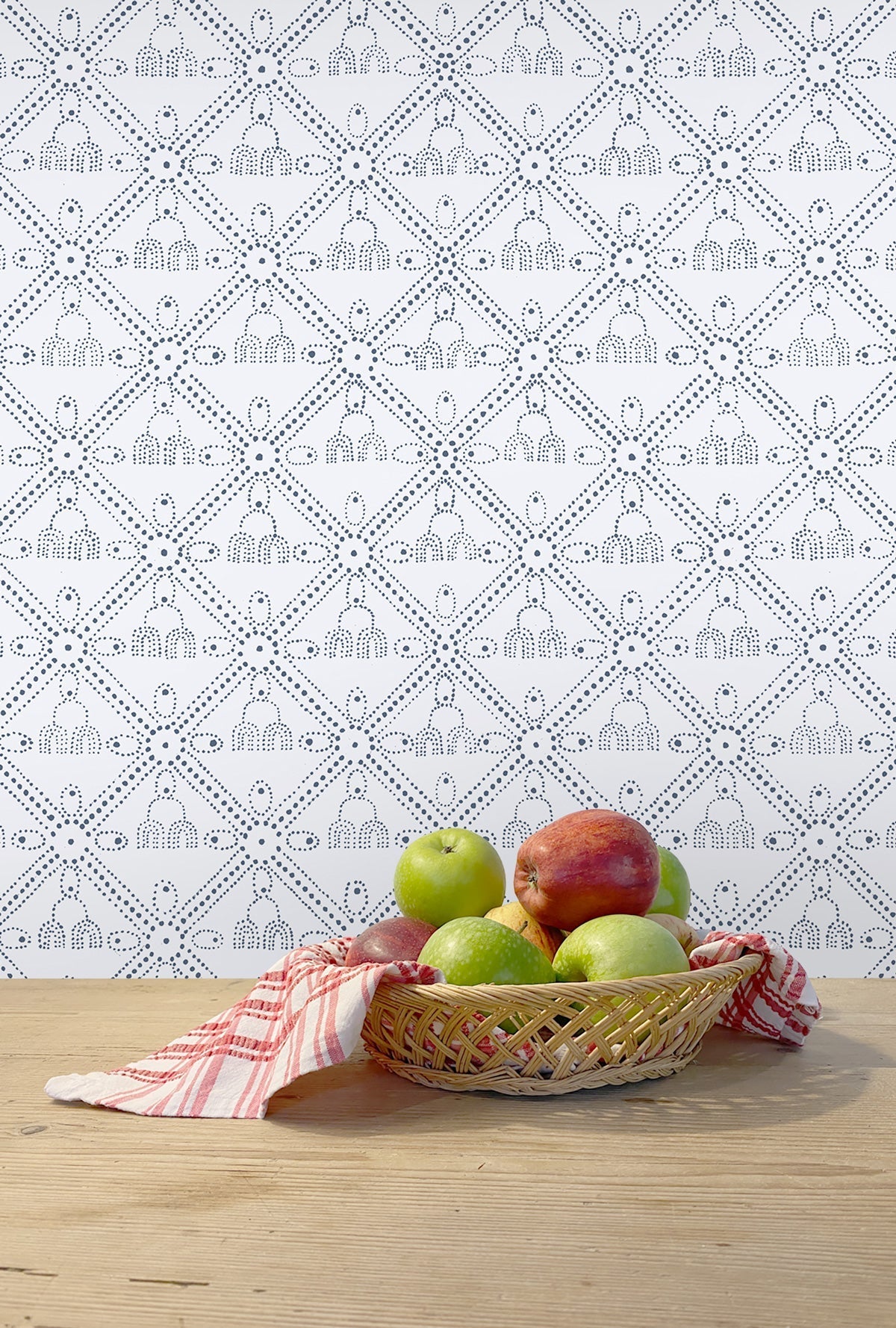 The Queen's Necklace Wallpaper - Underglaze Blue