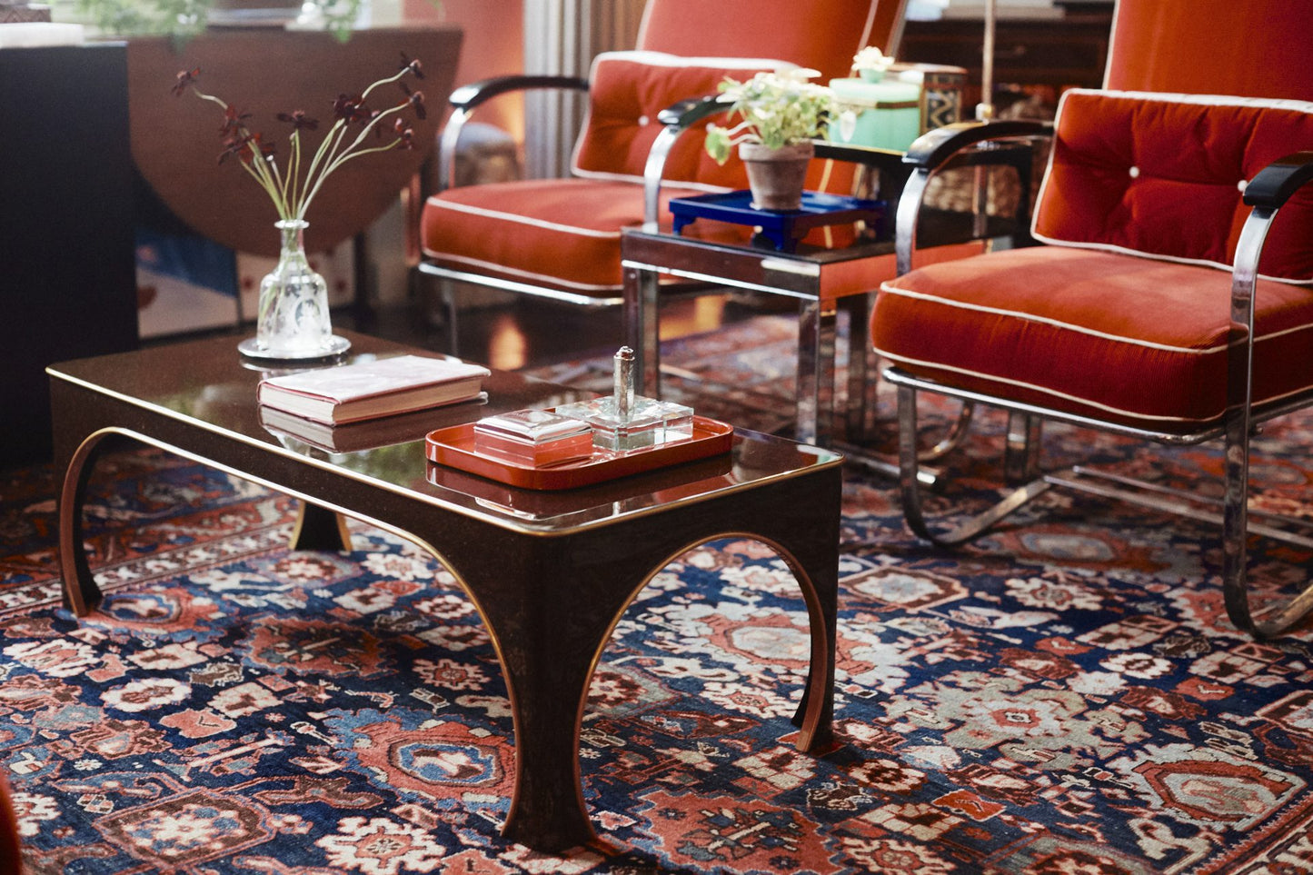 Brighton Coffee Table - Cobalt Blue / Gold Edge