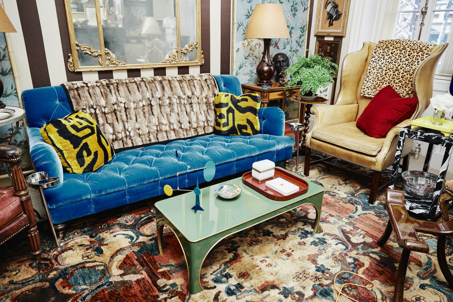 Brighton Coffee Table - Cobalt Blue / Gold Edge