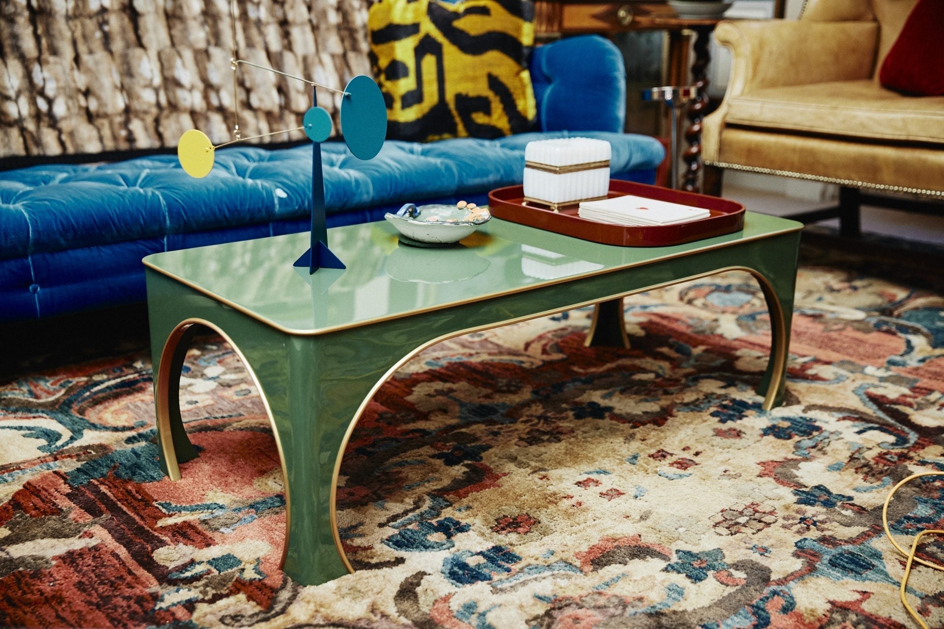 Brighton Coffee Table - Lettuce Green / Gold Edge – Wells Abbott