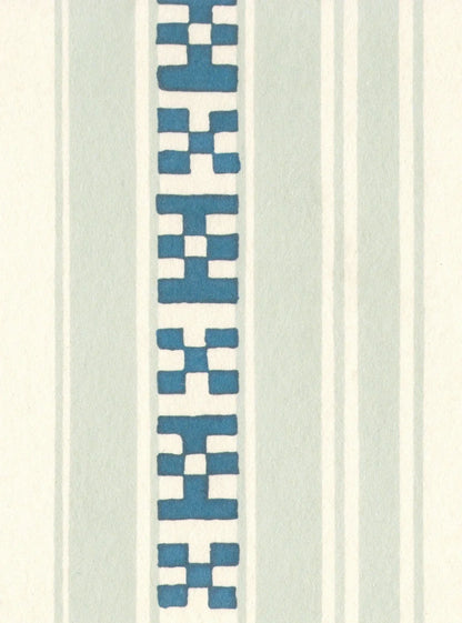 Rayures Broderies Wallpaper - Blue