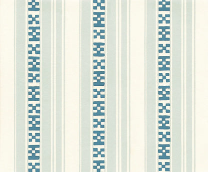 Rayures Broderies Wallpaper - Blue