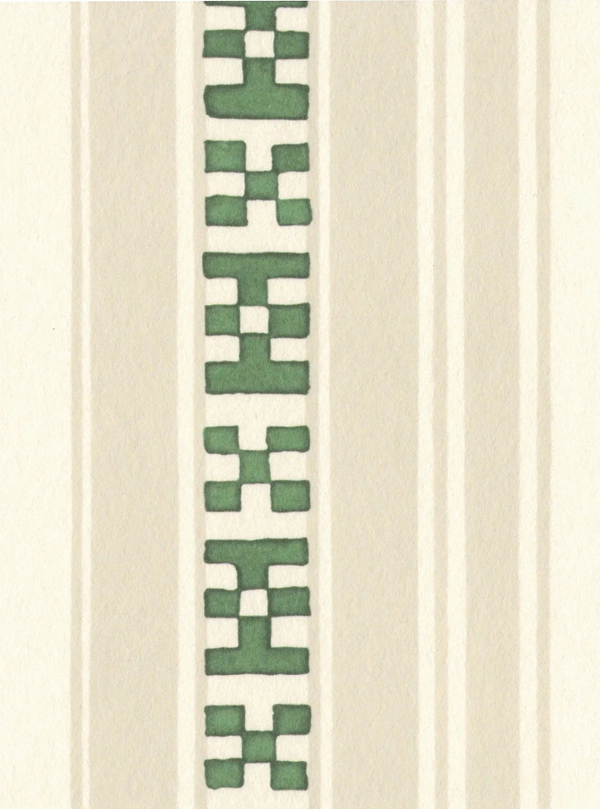 Rayures Broderies Wallpaper - Green & Beige