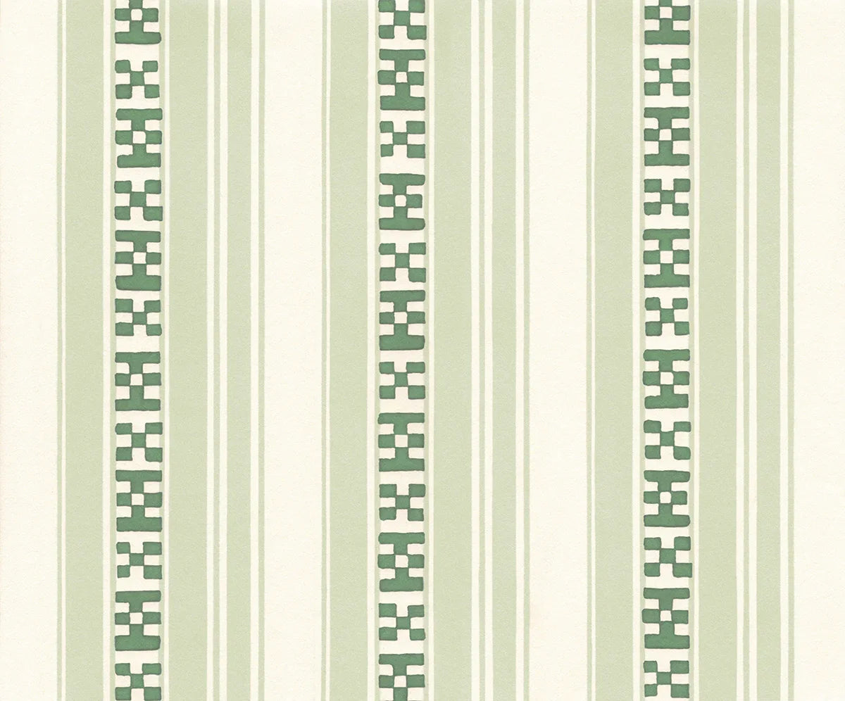 Rayures Broderies Wallpaper - Green
