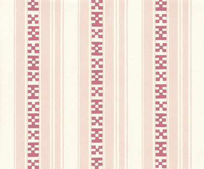Rayures Broderies Wallpaper - Pink