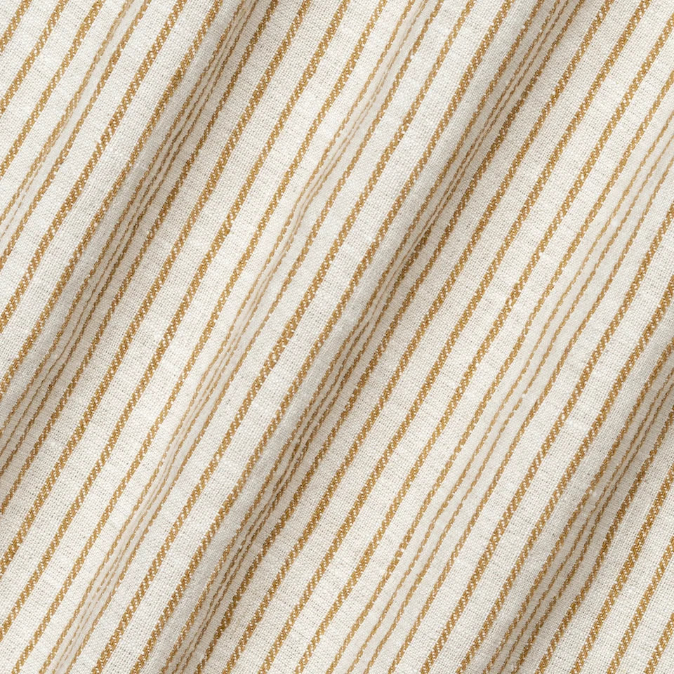 Textured Stripe Linen (Horizontal stripes) - Old Gold / Natural
