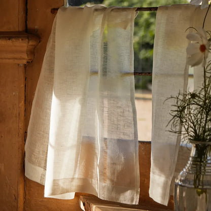 Sheer Linen Drawn Thread - White