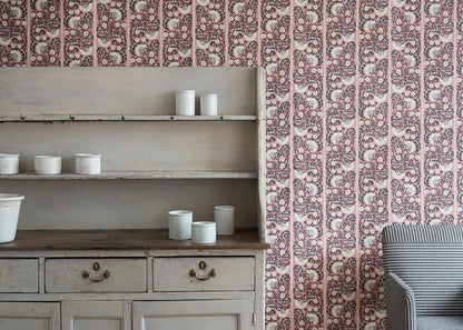 Eastern Garden Wallpaper - Pink/Indigo