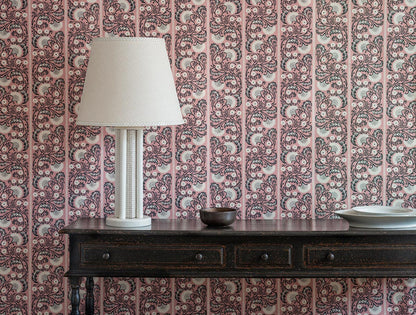 Eastern Garden Wallpaper - Pink/Indigo