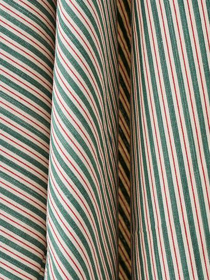 Two Tone Ticking - Aqua & Red