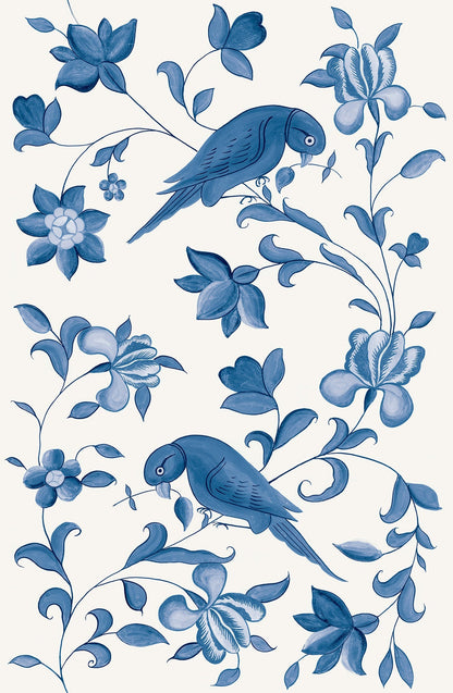 Utopia Wallpaper - Meissen Blue, Soft White