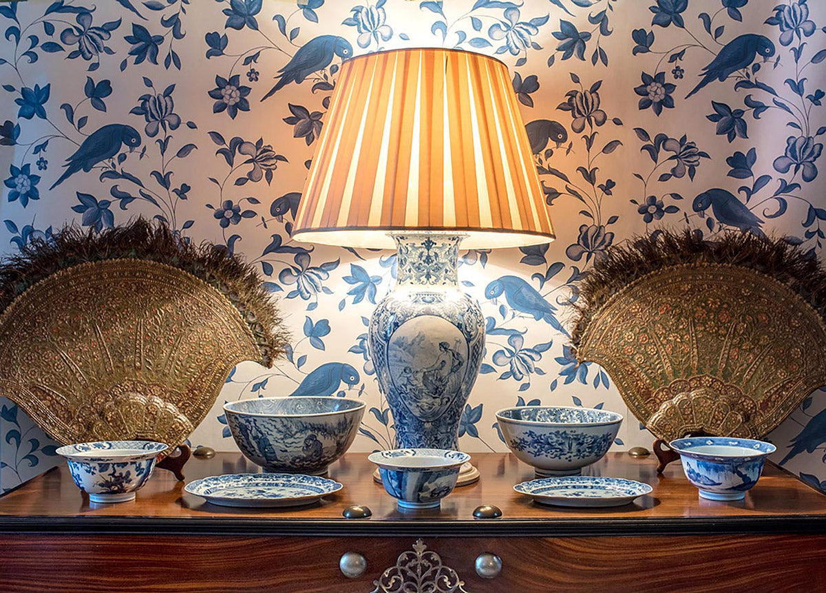 Utopia Wallpaper - Meissen Blue, Soft White