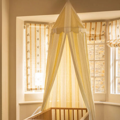 Broad Stripe Linen (Horizontal stripes) - Primrose / White