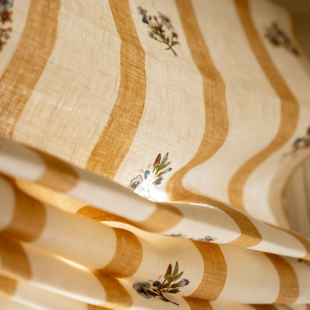 Flax and Field Posy Stripe - Ochre / Oyster