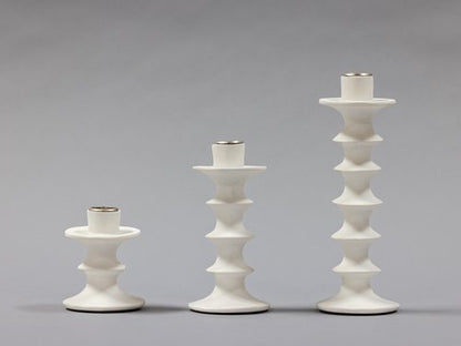 Volute Candlestick Small - White Plaster