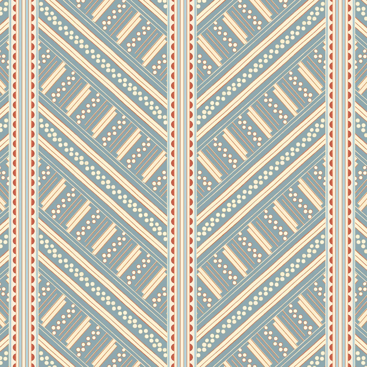Vondel Wallpaper - Blue & Red