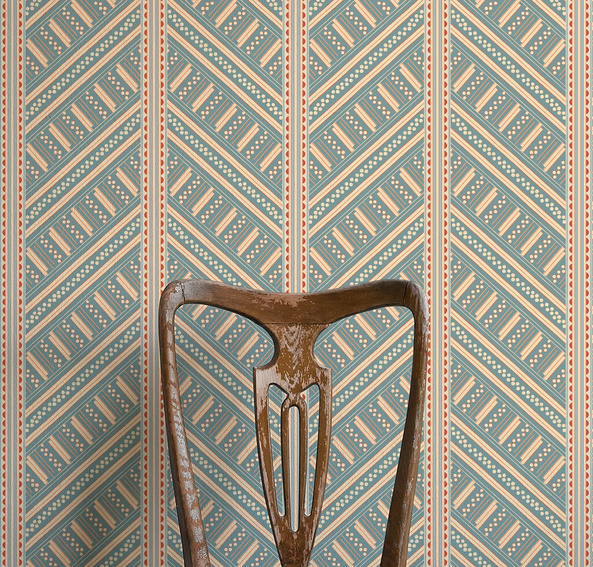 Vondel Wallpaper - Blue & Red