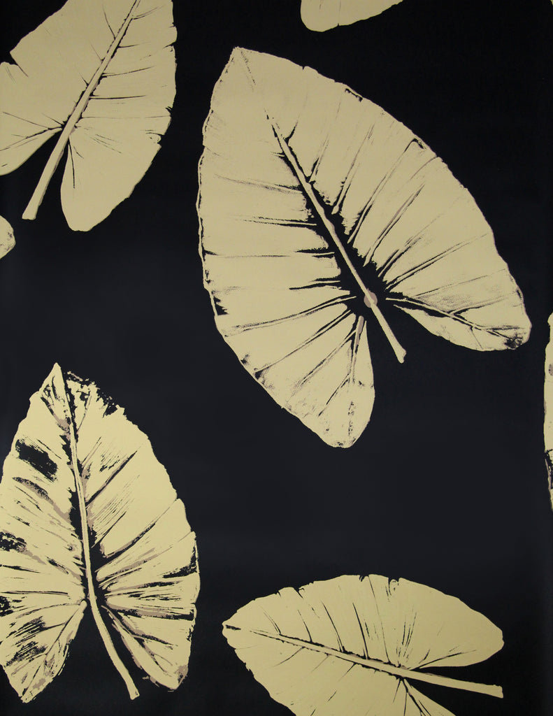Banana Leaves Wallpaper - Tan/Black