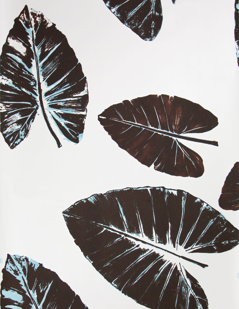 Banana Leaves Wallpaper - Brown/Blue