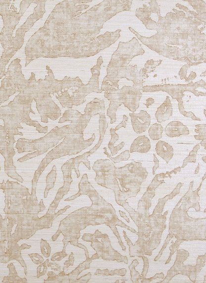 Antelope & Flower Wallpaper - Khaki