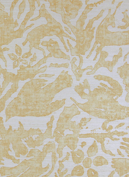 Antelope & Flower Wallpaper - Yellow