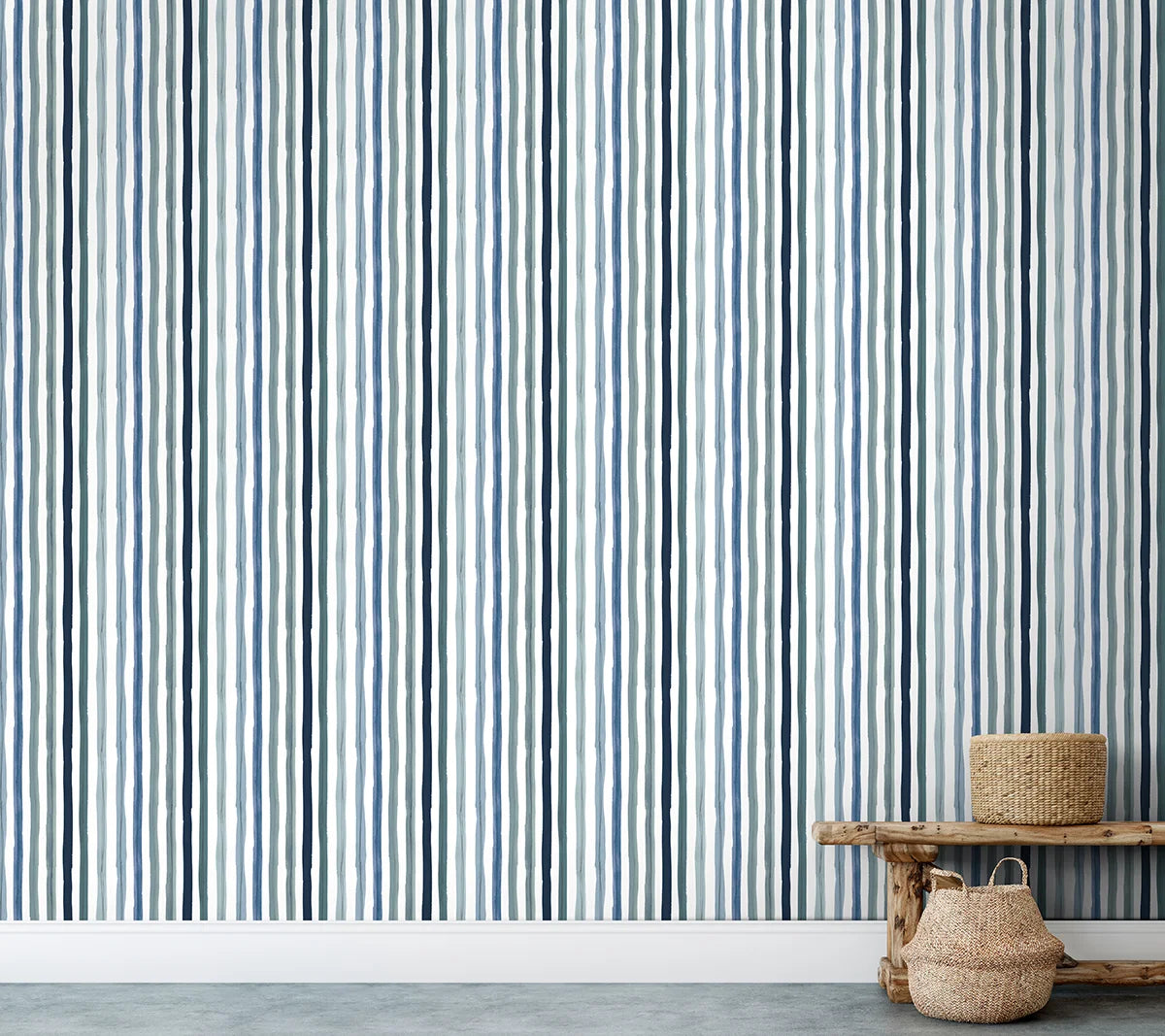 Wide Stripe Wallpaper - Marine