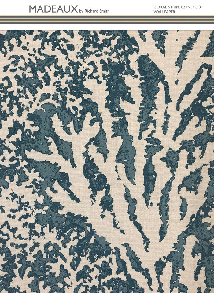 Coral Stripe Wallpaper - Indigo