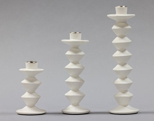 Zigzag Candlestick Small - White Plaster