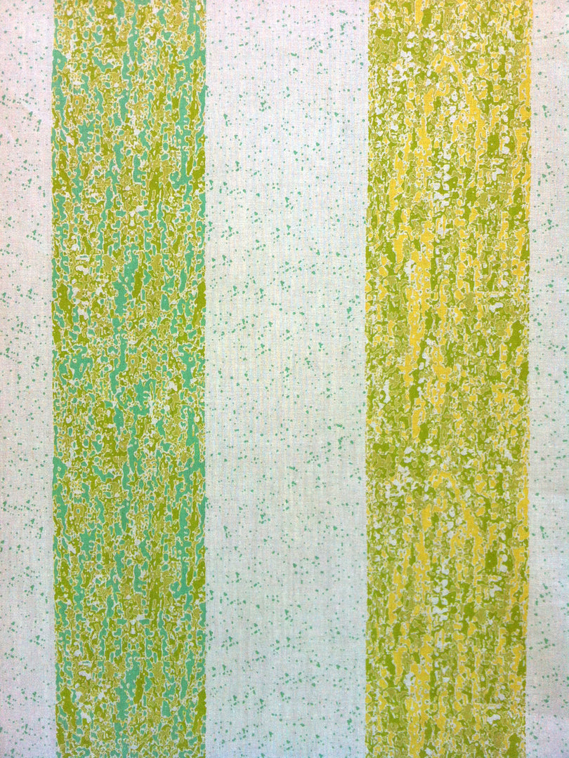 Boccanera Stripe - Aqua Yellow Chartreuse on Natural Linen