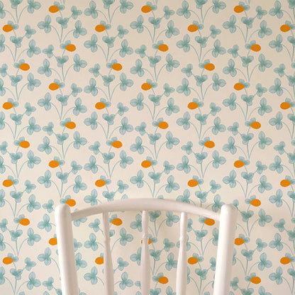 Chintz Constance Wallpaper - Blue & Marigold