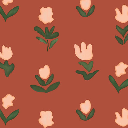 Little Wild Tulips Earthy Pink Wallpaper - Earthy Pink