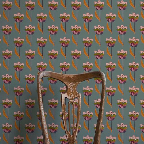 Tulips Wallpaper - Sea Blue