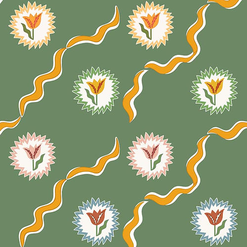 Tulips Of Belgravia Wallpaper - Green