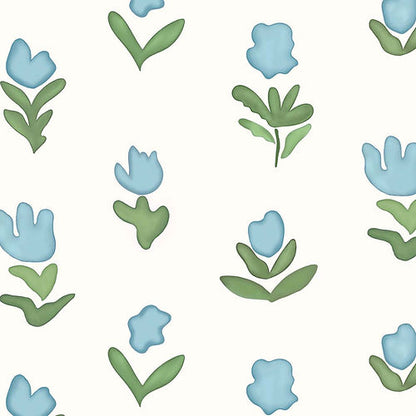 Little Wild Tulips Light Blue Wallpaper - Light Blue