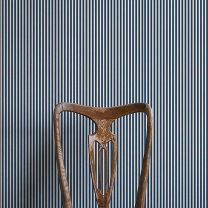 Tuscan Stripes Wallpaper - Blue & Oatmeal