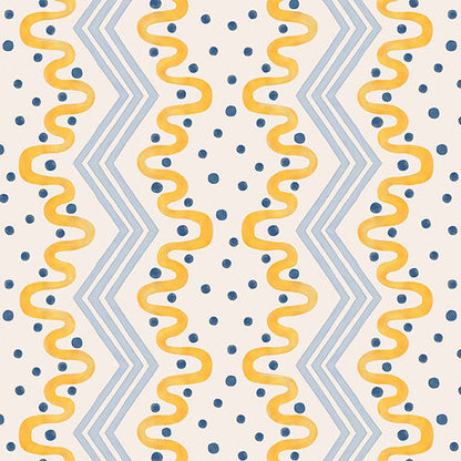 Madame Ziggle Wallpaper - Yellow & Blue