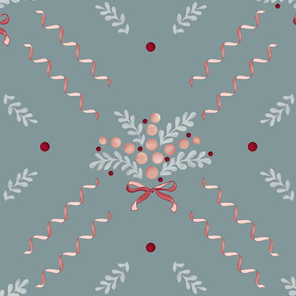 Berries And Bows Wallpaper - Blue