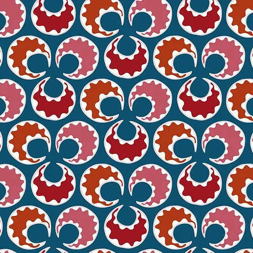 Chintamani Fun Wallpaper - Blue & Red